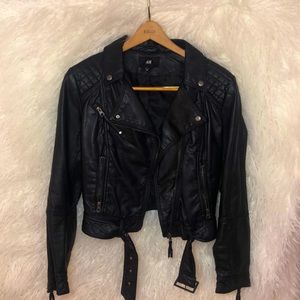 black H&M faux leather jacket